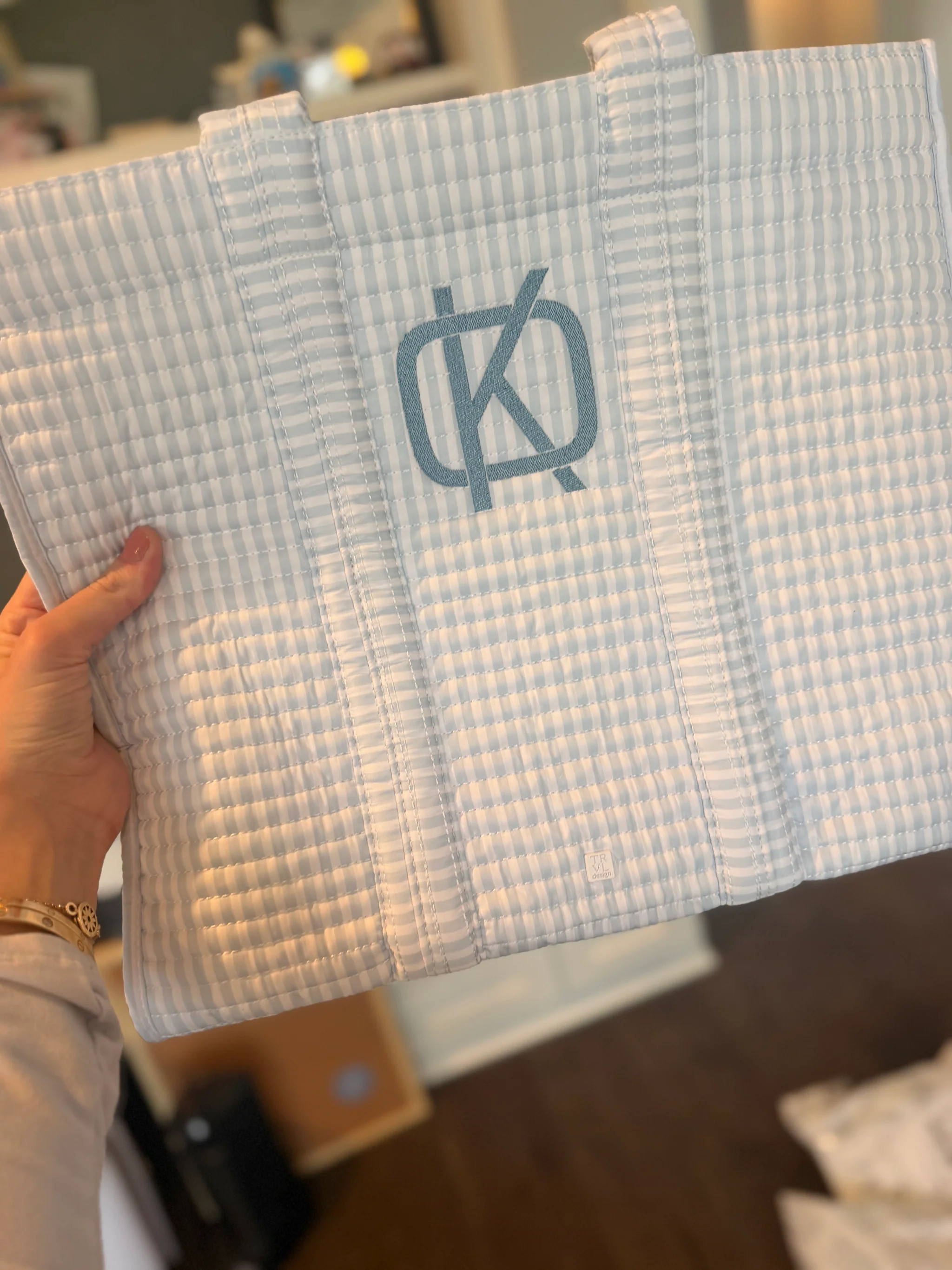 Quilted Go Go Tote- Pimlico Stripe Blue | Morrow and Main