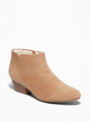 Faux-Suede Sherpa-Lined Booties for Women | Old Navy US