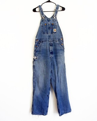 vintage 80s Carhartt DESTROYED Worn Denim Overalls USA union made work 30 X 30 | eBay US