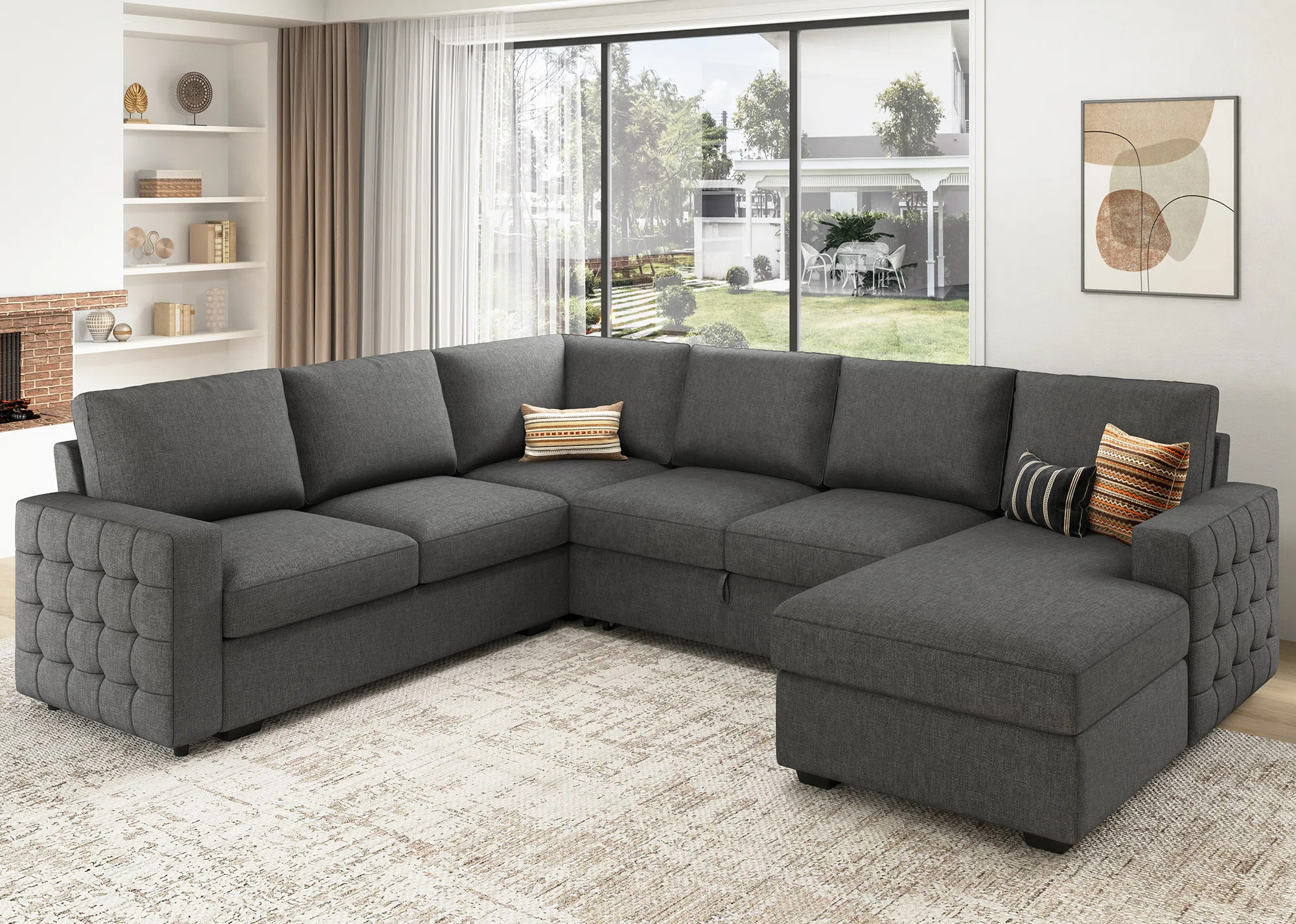 Chasidi U-Shaped Sectional Sofa Bed Pull Out Sleeper Couch With Storage Chaise | Wayfair North America