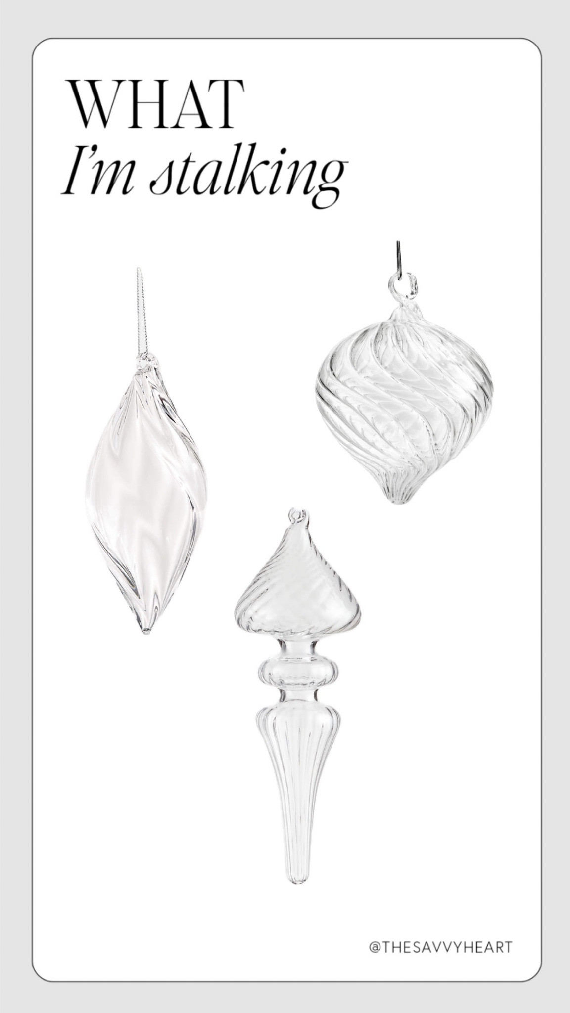 Holiday and Christmas decor and decorations that I’m stalking this year: unique glass ornaments 

#LTKHoliday #LTKHome