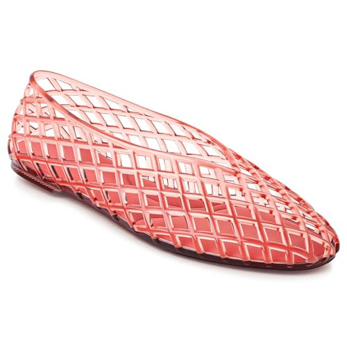 Red Jelly Shoes for Women, Hollow Out Slip On Jelly Ballet Flats Breathable Comfort Summer Beach Casual Shoes | Amazon (US)