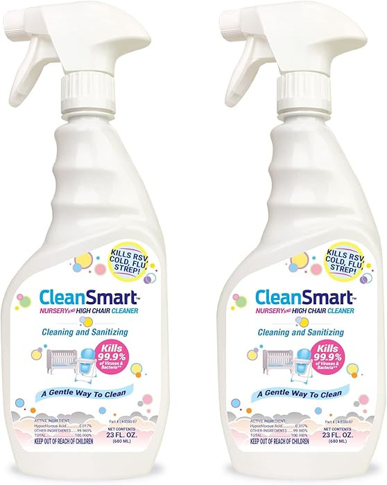 CleanSmart Nursery & High Chair Cleaner, 23 Ounce Bottle (Pack of 2), Hypochlorous Naturally Kill... | Amazon (US)