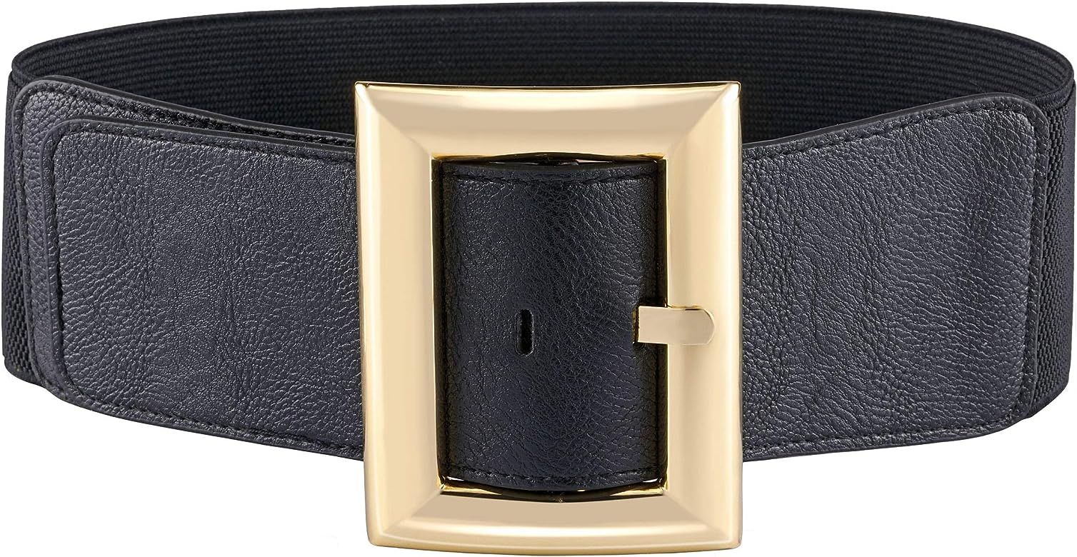 Ayliss Women Wide Elastic Dress Belt Stretch Waist Belt Vintage Fashion Cinch Belt Buckle Retro P... | Amazon (US)