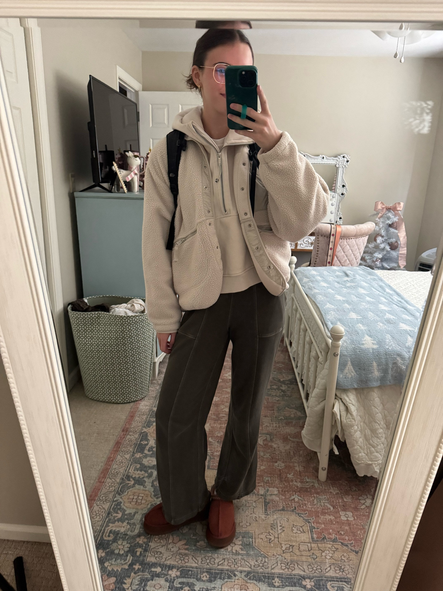 FINALS WEEK STUDY DAY FIT!!! 
Cozy outfit bc it’s freezing in Knox 🥶🥶 
Jacket - “muted beige” L
Scuba - “white opal”?? Not sure if still available…I got it 2 years ago 🫠 M/L
Pants - aerie last year
Shoes - TTS 

#LTKHoliday #LTKGiftGuide #LTKSeasonal