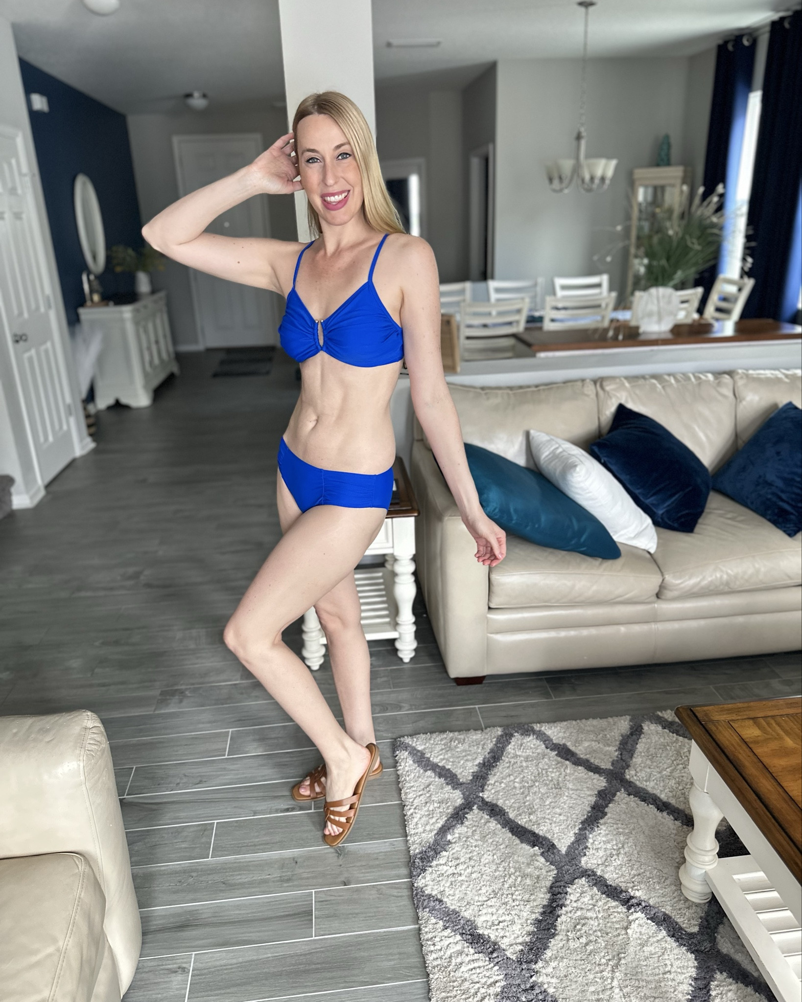 Royal blue bikini swimsuit
🖤 i love the top embellishment and the style is very cute and flattering for many body types 
🖤 wearing size small, fits true to size and I am 5’10”

#LTKStyleTip #LTKSwim #LTKFindsUnder50