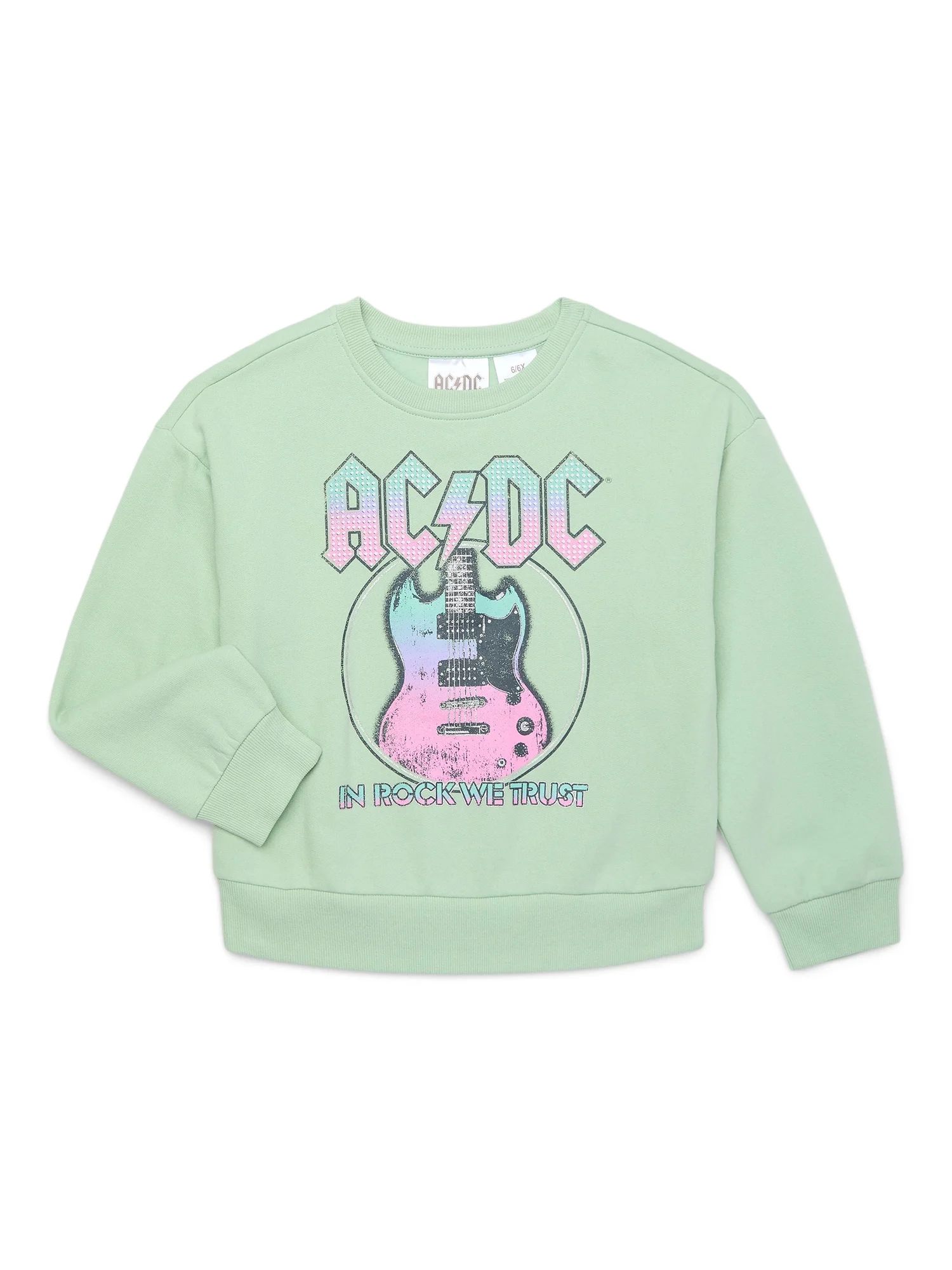 AC/DC Girls’ Graphic Sweatshirt with Long Sleeves, Sizes 4-16 - Walmart.com | Walmart (US)