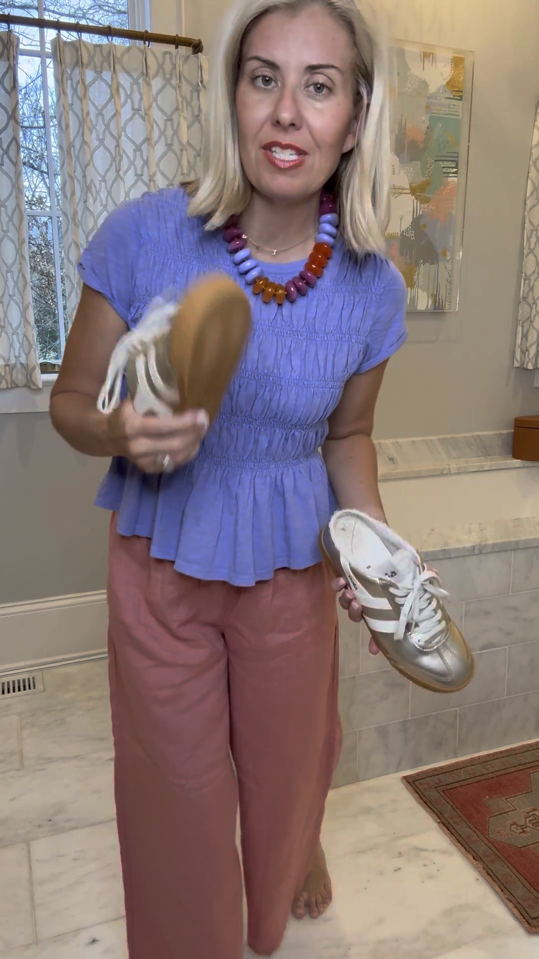 Easy throw on and look cute and put together!

XS top
XS pants
8 shoes
And always accessorize!

#LTKSpringSale #LTKSaleAlert #LTKgrwm