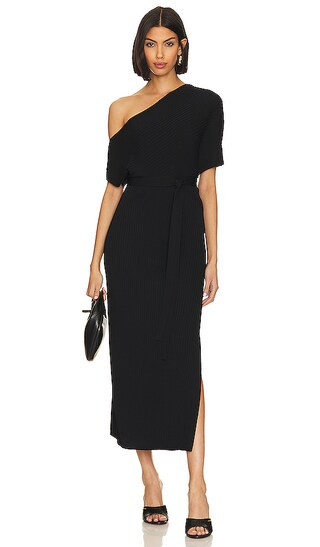 Amber Knit Midi Dress in Black | Revolve Clothing (Global)