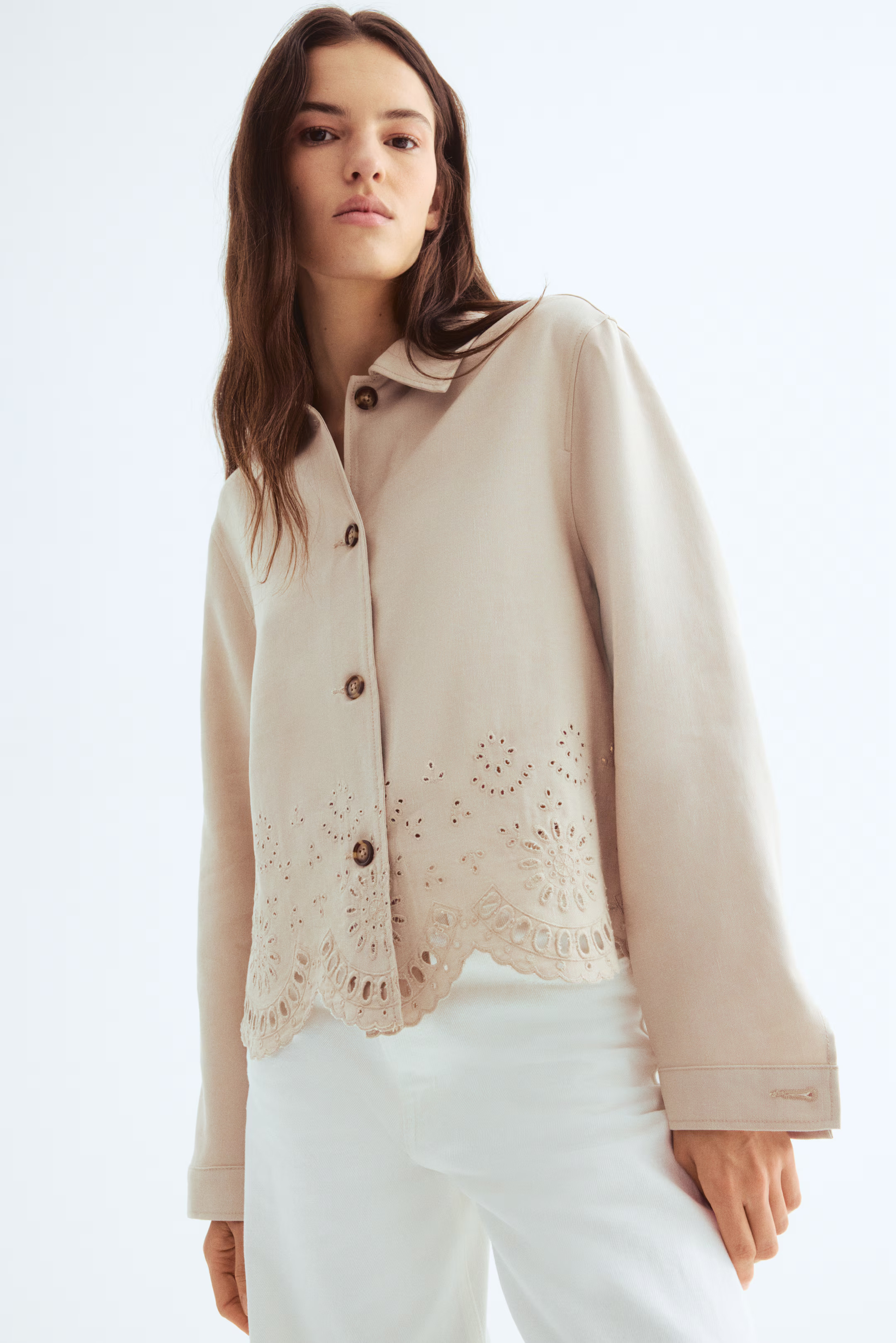 Linen-blend shirt jacket | H&M (UK, MY, IN, SG, PH, TW, HK)