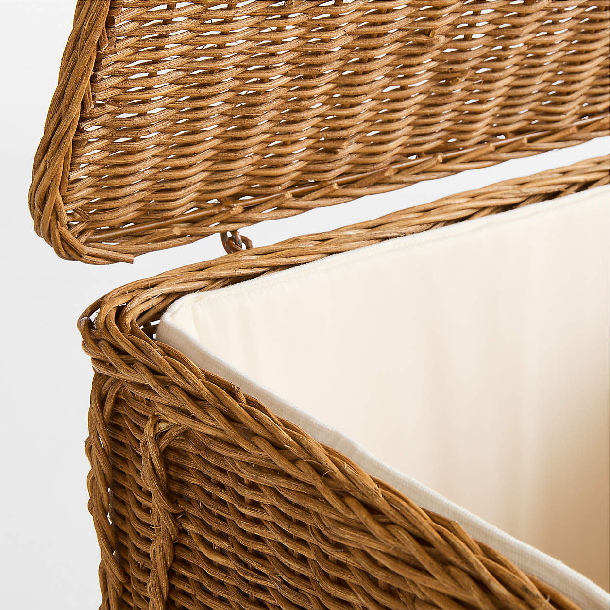Alford Rattan Laundry Hamper with Cotton Liner | Crate & Barrel | Crate & Barrel