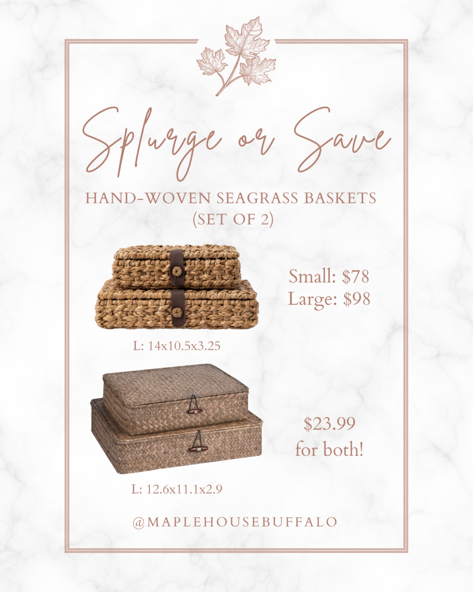 Handwoven seagrass baskets - set of 2
These baskets would look so pretty styled on a coffee table or book shelf, and I love how they offer storage!

#LTKfindsunder50 #LTKhome #LTKstyletip