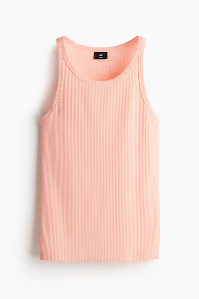 H & M - Slim-Fit Ribbed Tank Top - Orange | H&M (US + CA)