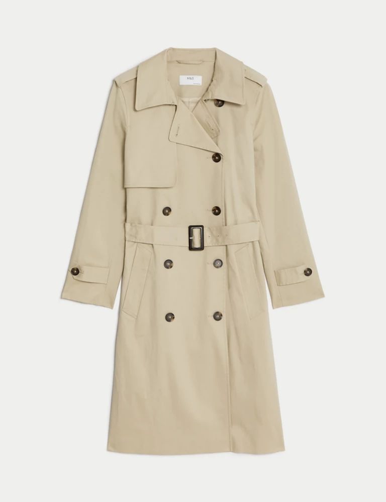 Petite Cotton Rich Double Breasted Trench Coat | Marks & Spencer (UK)