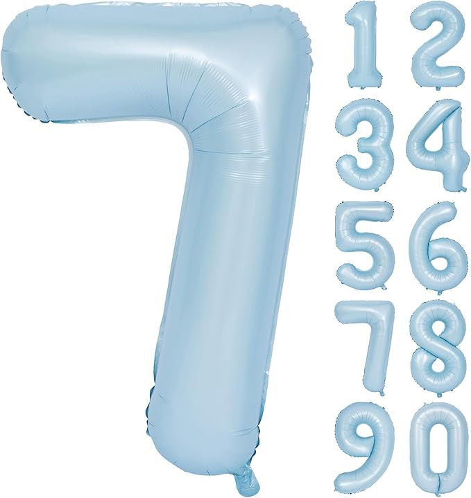 40 In Matte Blue Number Balloons Helium Foil Mylar Balloon Birthday Party banquet Decoration Digi... | Amazon (US)