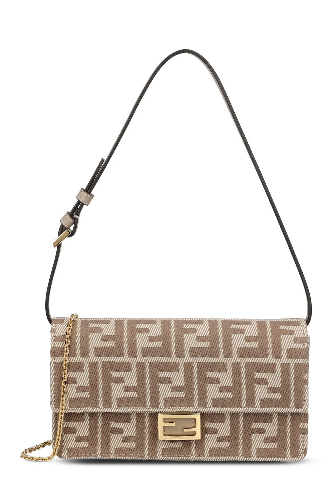Fendi FF-Jacquard Foldover Top Shoulder Bag | Cettire Global