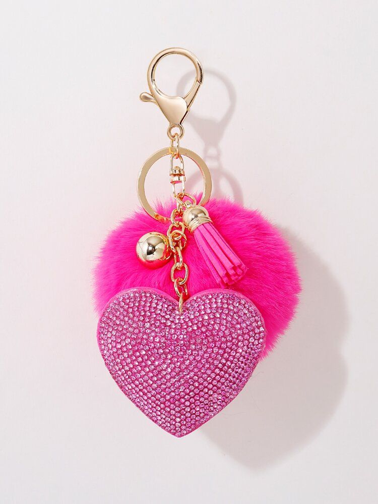Rhinestone Decor Heart Charm Keychain | SHEIN