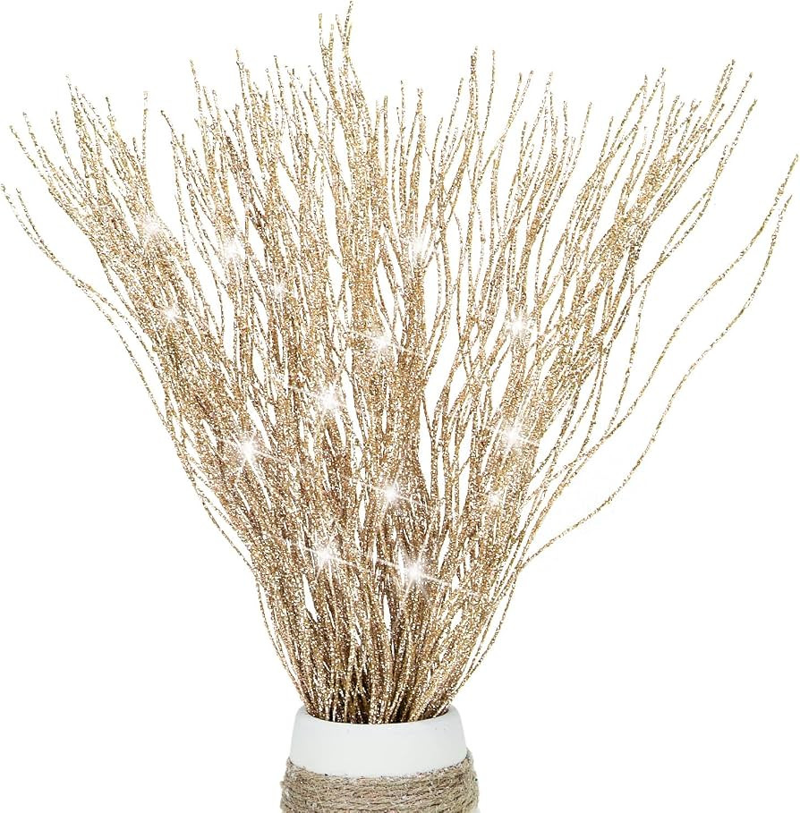 10 PCS Glitter Christmas Picks Sprays Sparkle Curly Ting Branches Decorative Sticks Stems Artific... | Amazon (US)