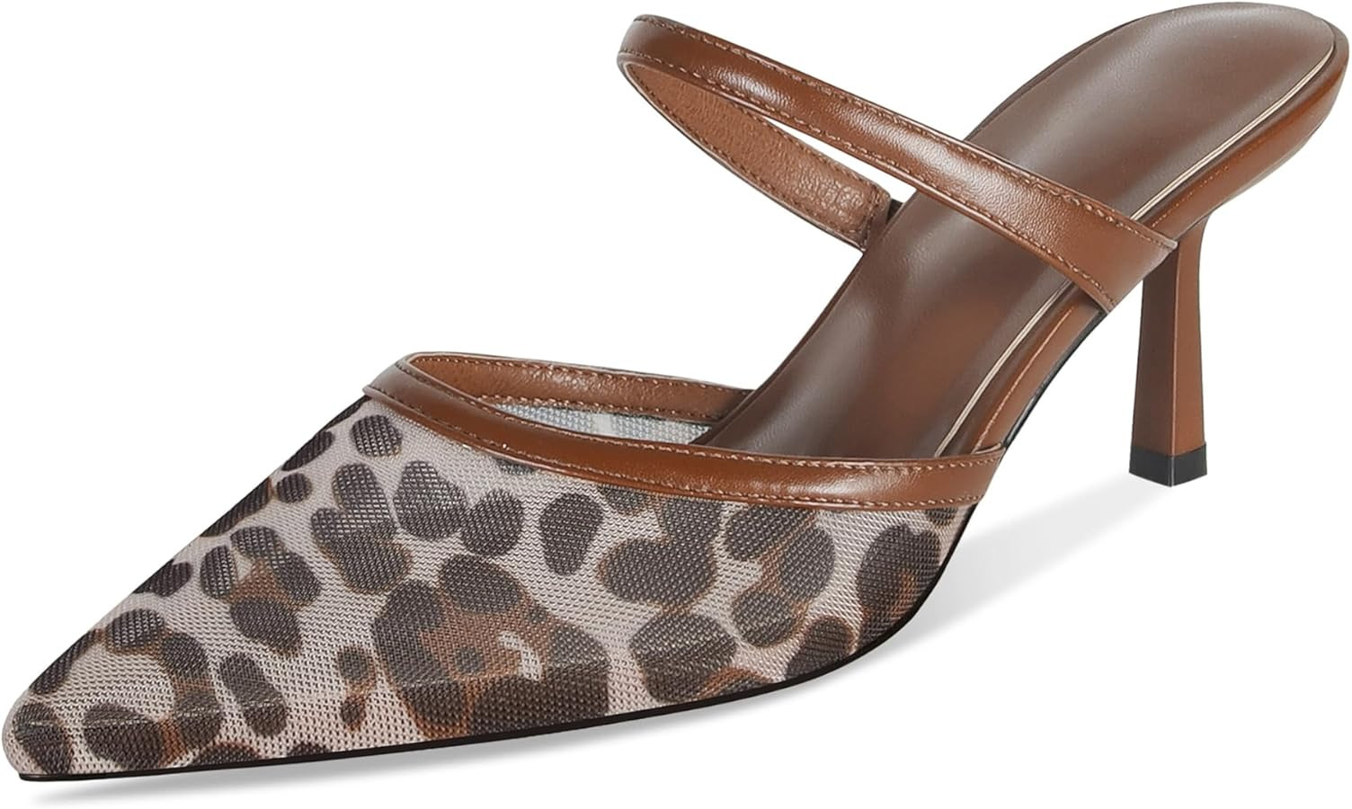 Mesh Kitten Heels Mules for Women Pointed Closed Toe Dressy Sexy Strappy Slip on Stiletto Low Hee... | Amazon (US)