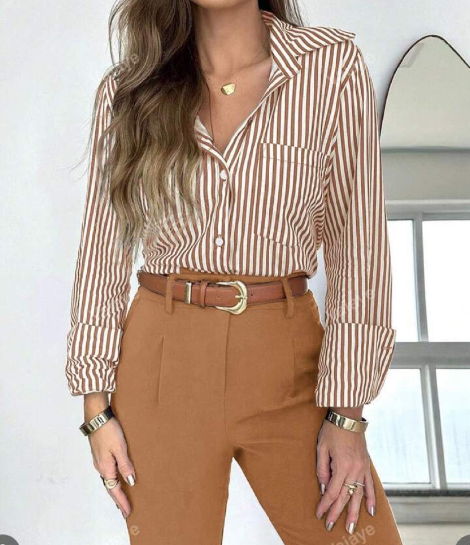 Oversized button front striped shirt on SHEIN /shein tops for fall 