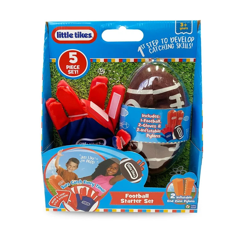 Little Tike Football Starter Set, 5pc, Inflatable Pylons, Spongy Football, and Sticky Gloves for ... | Walmart (US)