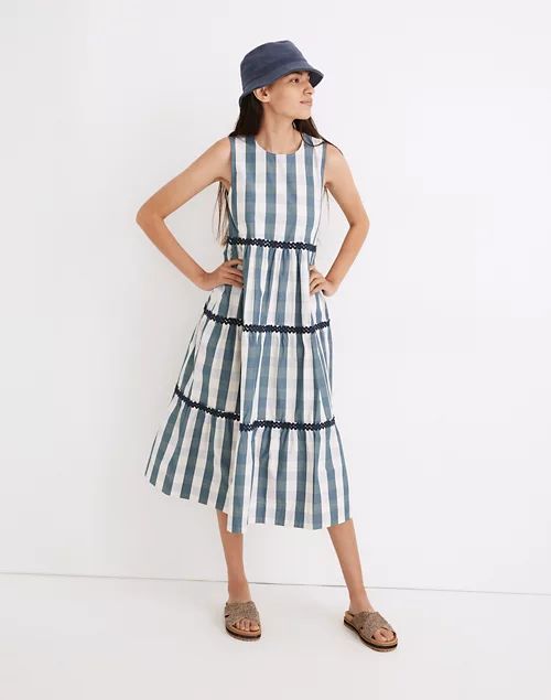 Rickrack Cattail Tiered Dress in Gingham Check | Madewell