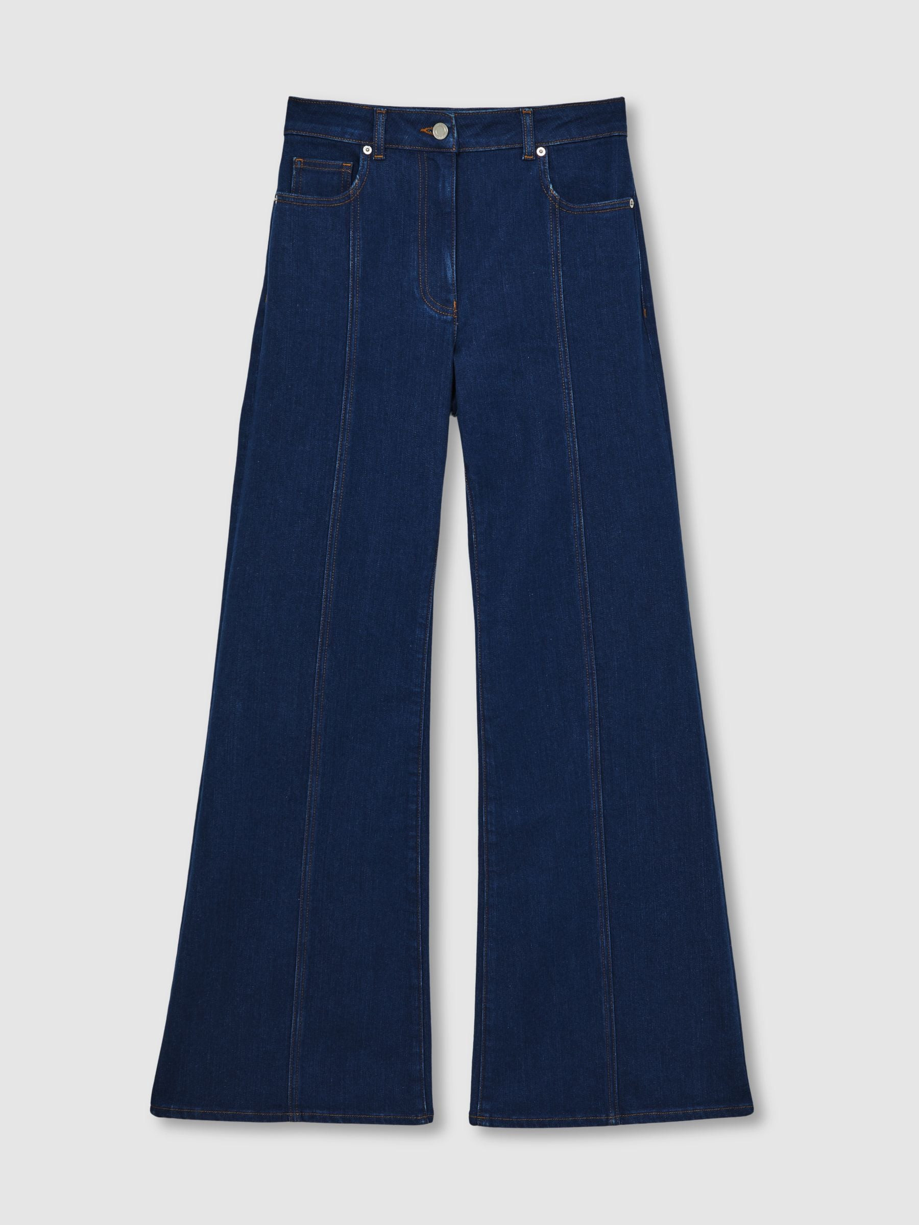 Reiss Reiss Blue June Flared Seam-Detail Jeans | Next US
