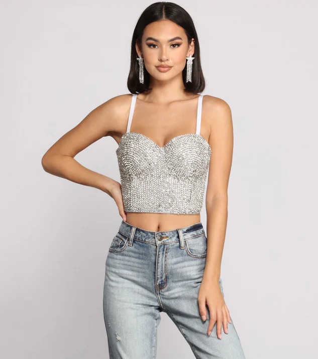 Daring Rhinestone Diva Cropped Bustier | Windsor Stores