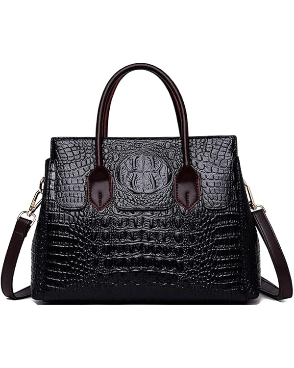 Women Satchel Handbags Top-Handle Bags fuax Leather Embossed Crocodile pattern shoulder bag | Amazon (US)