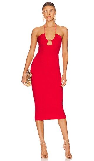 Kiki Halter Midi Dress in Red | Revolve Clothing (Global)
