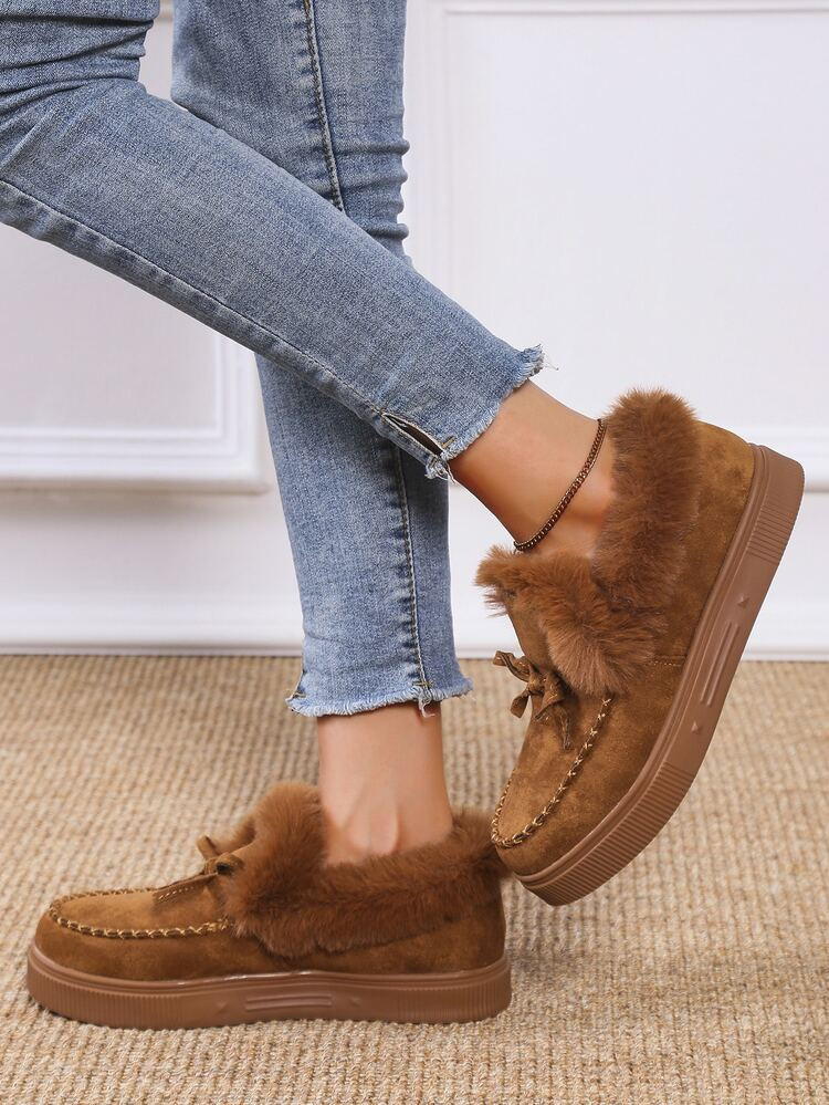 Bow Decor Stitch Detail Snow Boots | SHEIN