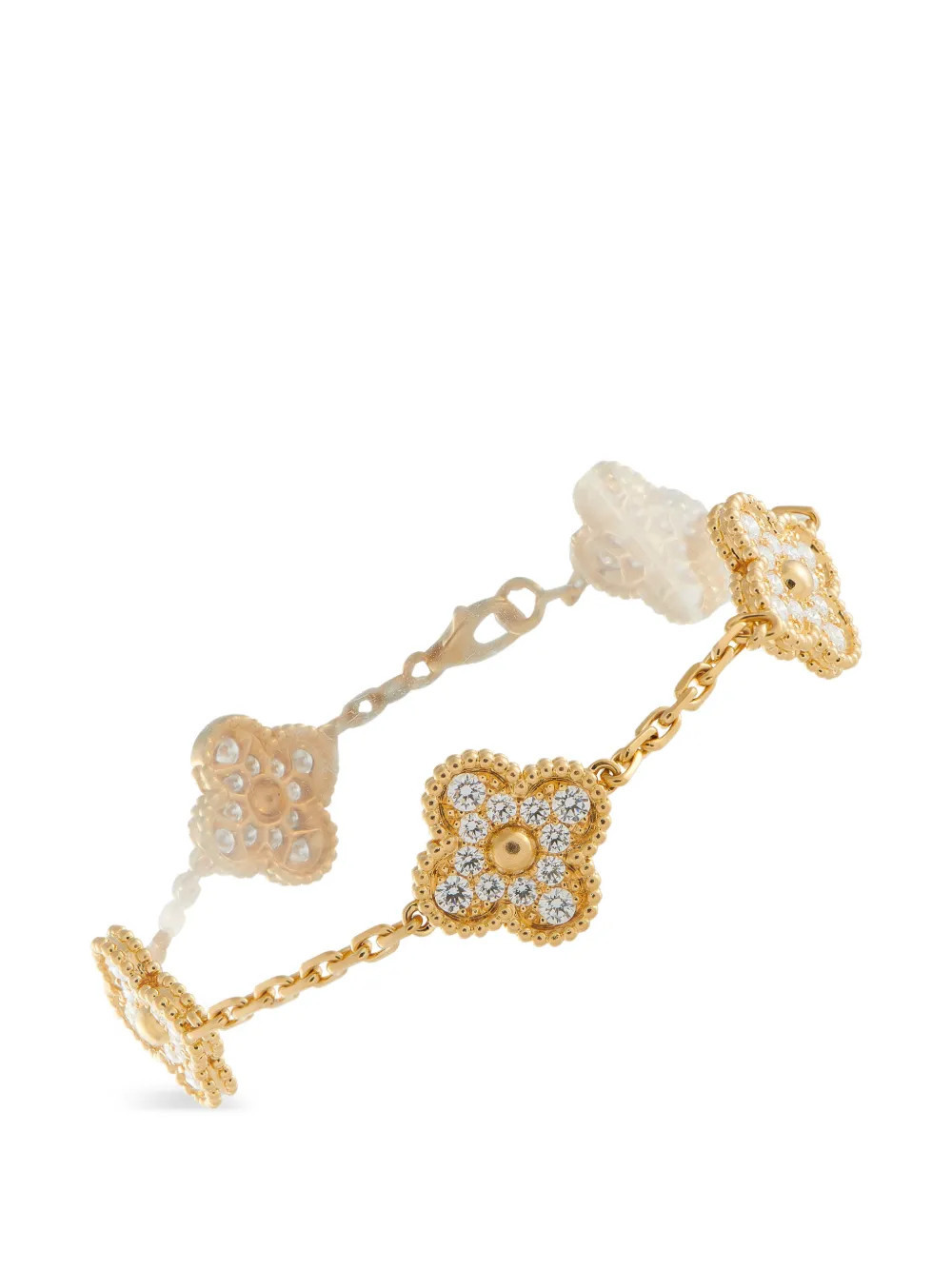 Van Cleef & Arpels Alhambra diamond clover-charm bracelet - Gold | Farfetch Global