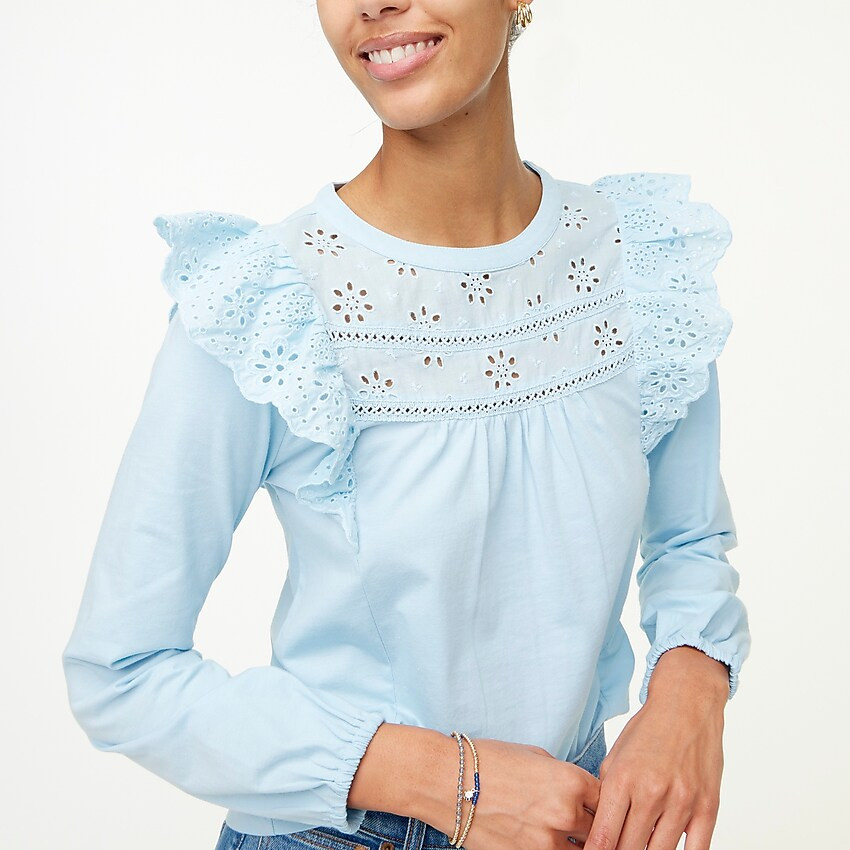 Long-sleeve eyelet ruffle top | J.Crew Factory