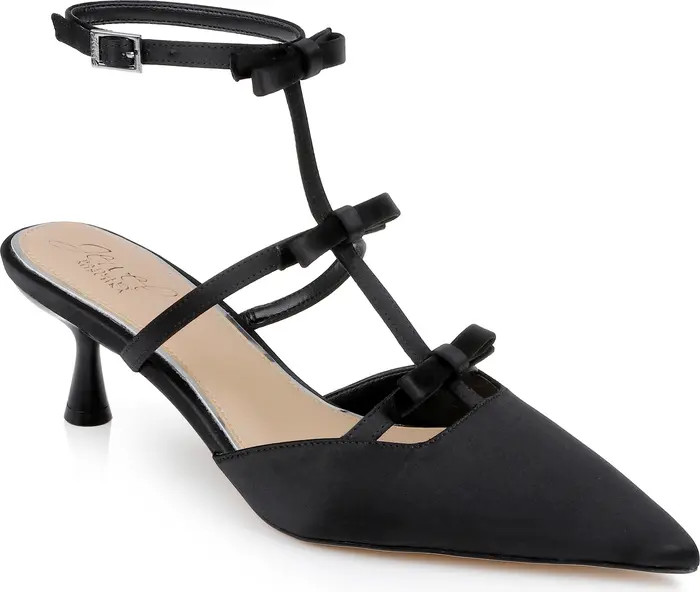 Jewel Badgley Mischka Elisabetta Ankle Strap Pointed Toe Kitten Heel Pump (Women) | Nordstrom | Nordstrom