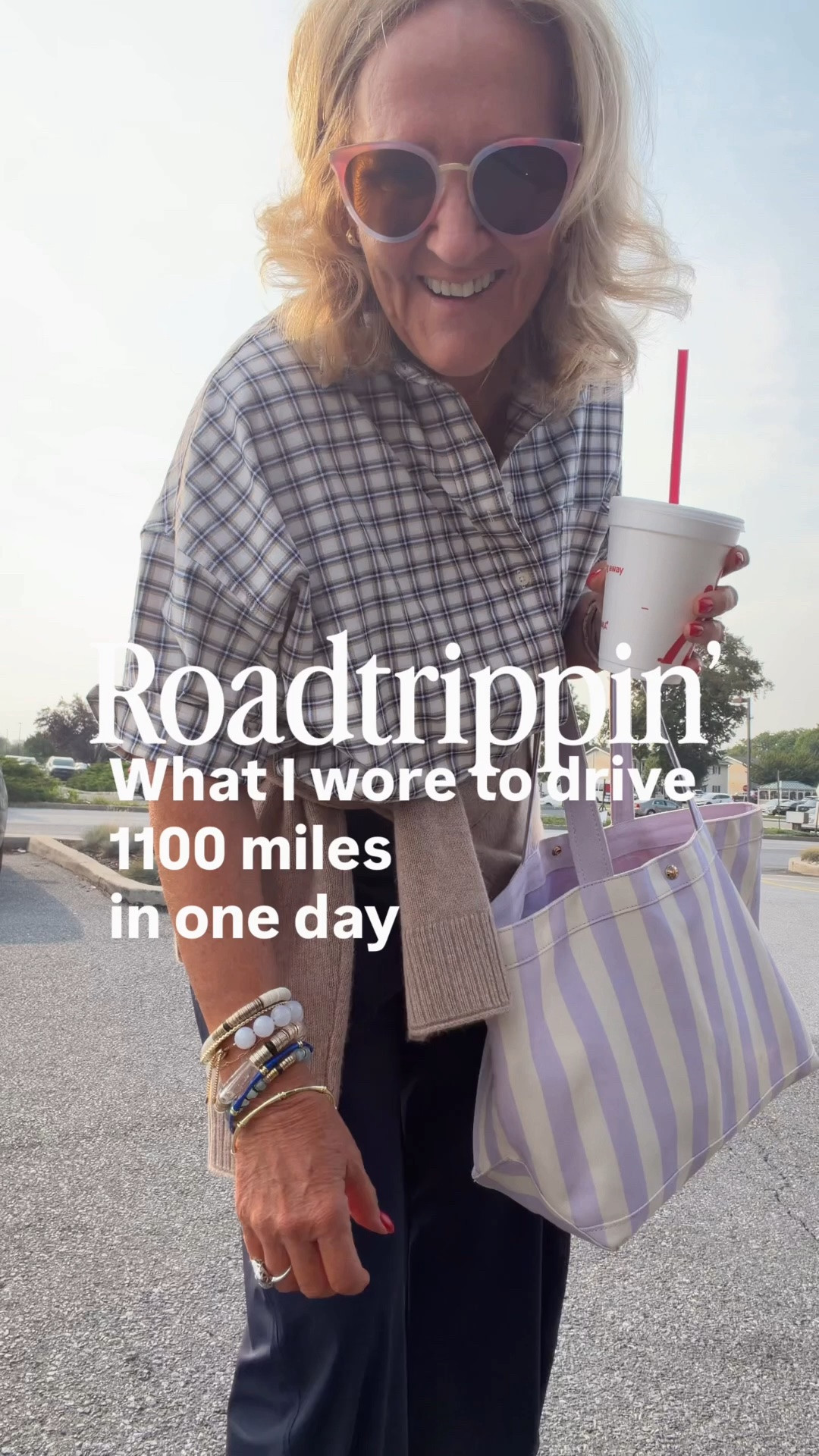 Road trip!!! I’m not one to travel in something I wouldn’t wear at home. Not gonna see me in pjs at buccees. 
Favorite viral pants I get a 10 petite so they’re loose over my tummy. 
Top size small
Always a cashmere on the ready. This one is loose fit. 
20% off my bracelets code nanette20

#LTKOver40 #LTKPetite #LTKTravel