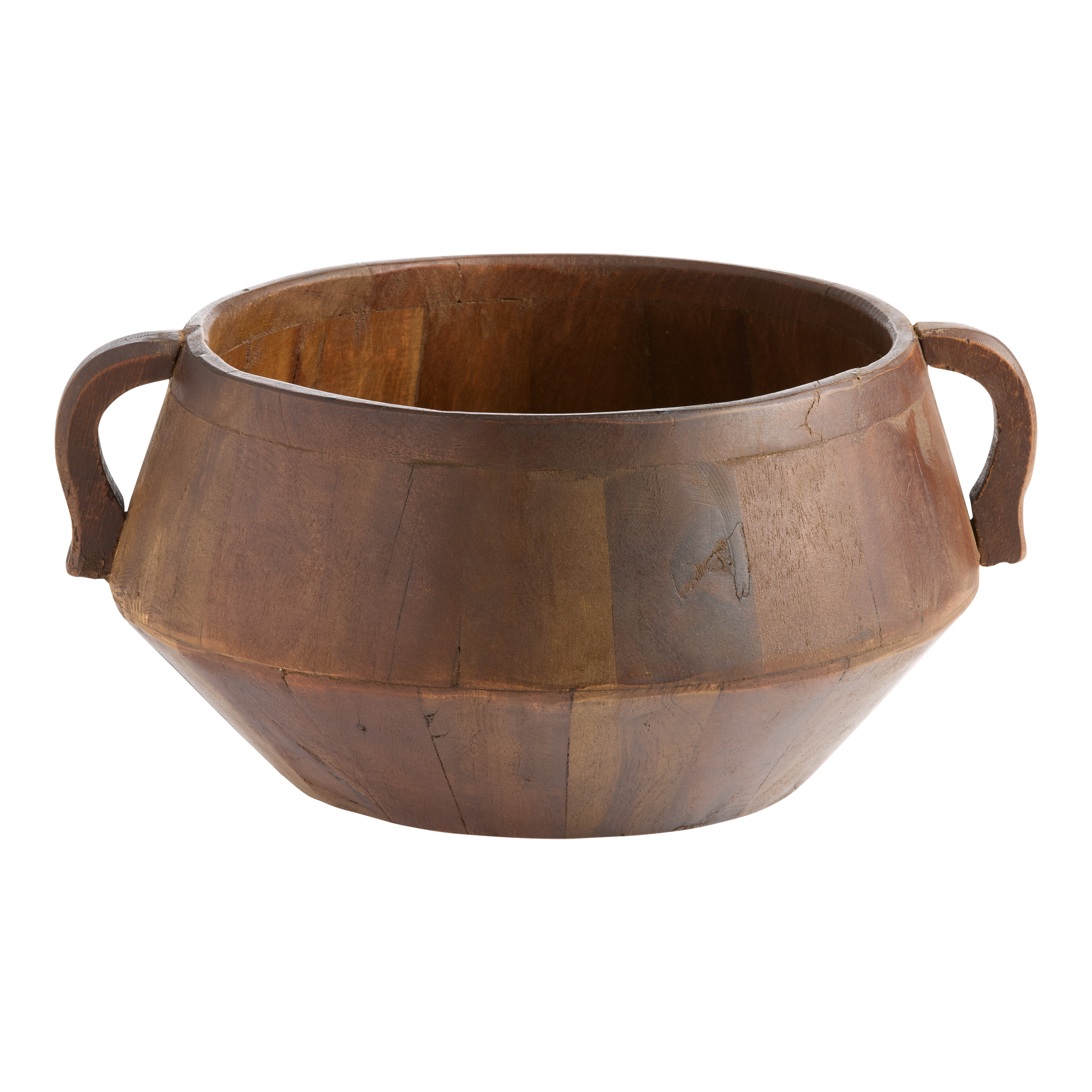 CRAFT Brown Reclaimed Wood Carved Bowl with Handles | World Market