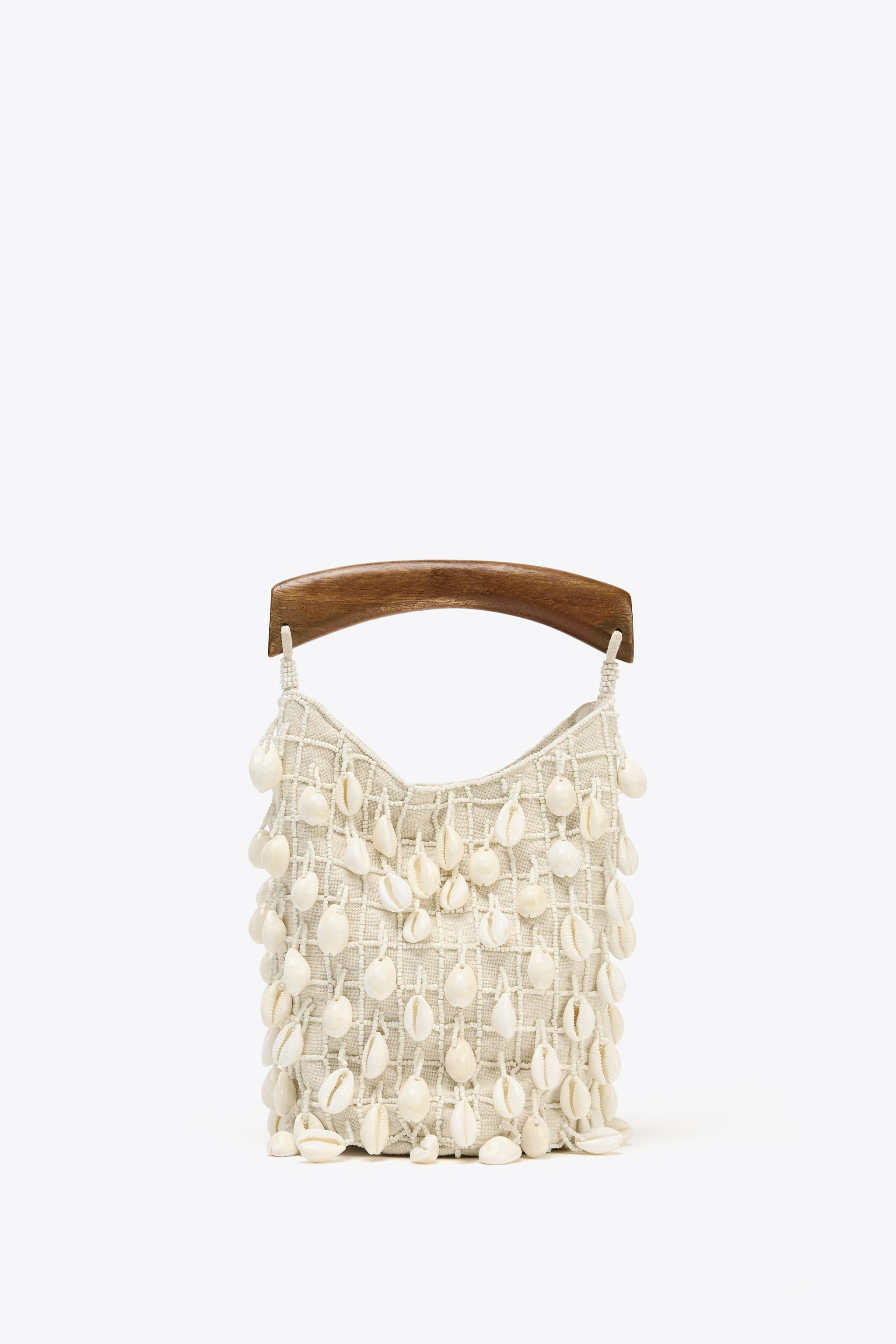 BEADED FABRIC BUCKET BAG | Zara US