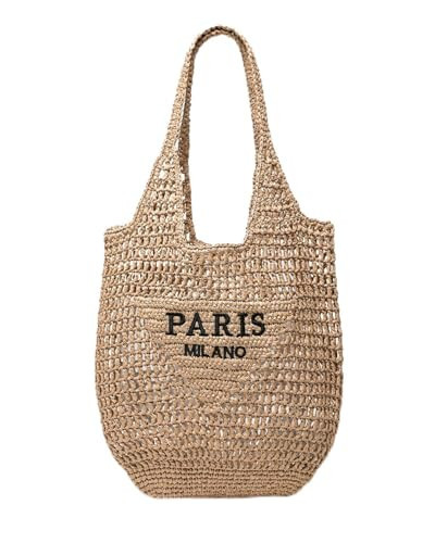 SUANNI Straw Beach Bags for Women, Large Woven Tote Bag, Summer Shoulder Bag, Lightweight Casual Purse Hobo Handbag for Vacation Shopping Travel(Khaki) | Amazon (US)