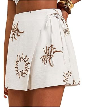 SweatyRocks Women's Boho Mini Skirts Floral Shorts Tie Side Wrap Elastic Waist Summer Skorts Beac... | Amazon (US)