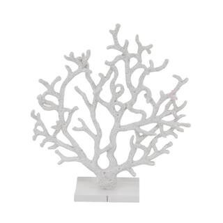 Oriana White 14 in. x 16 in. Polystone Textured Porous Coral Sculpture with Acrylic Base | The Home Depot