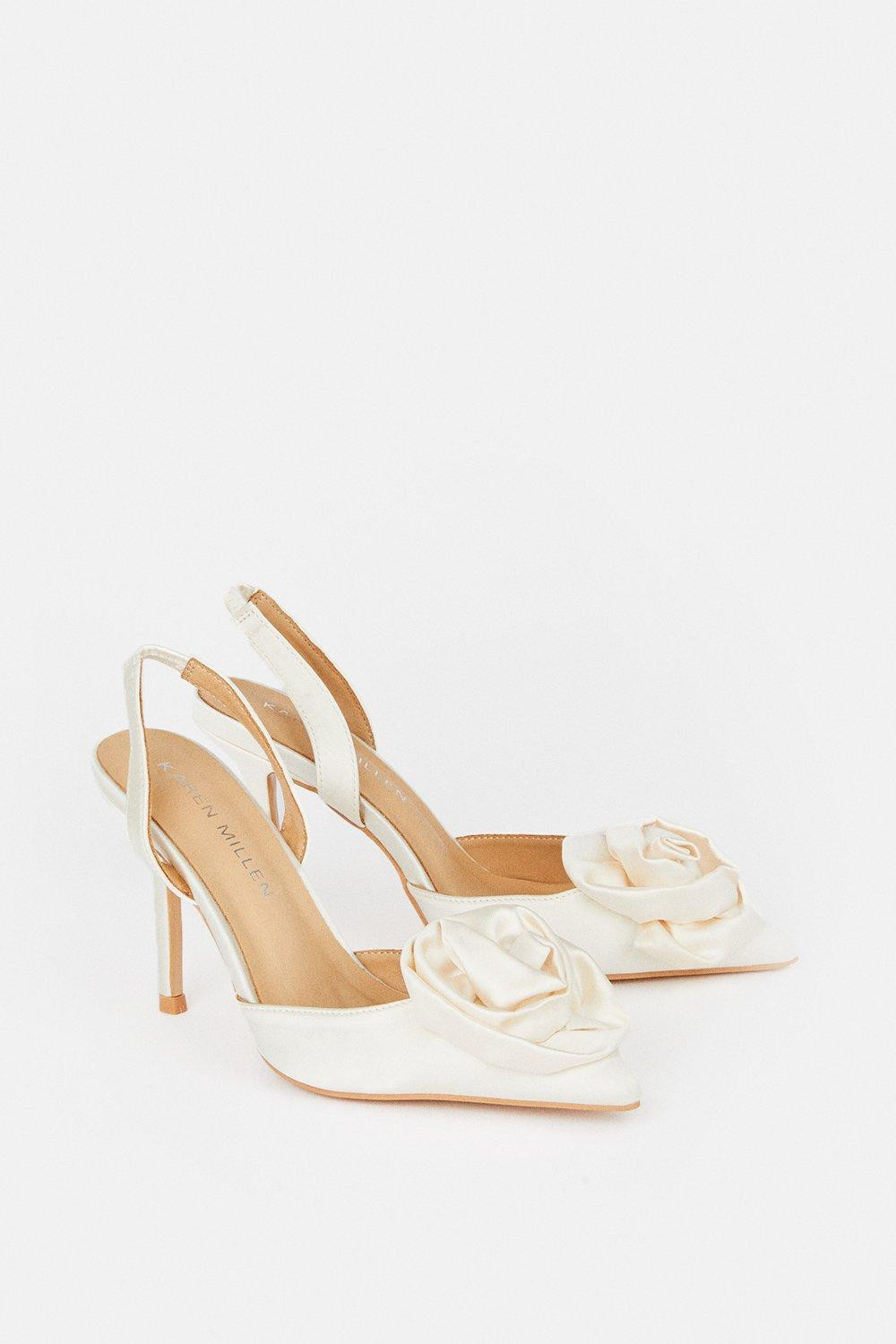 Flower Detail Court Slingback Heel | Karen Millen UK + IE + DE + NL