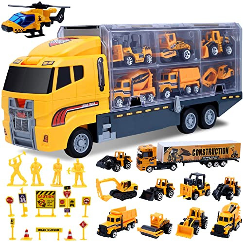 Amazon.com: ALOTJOY Toys for Boys,25 Pcs Engineering Die-cast Construction Car Toddler Toys for 3... | Amazon (US)