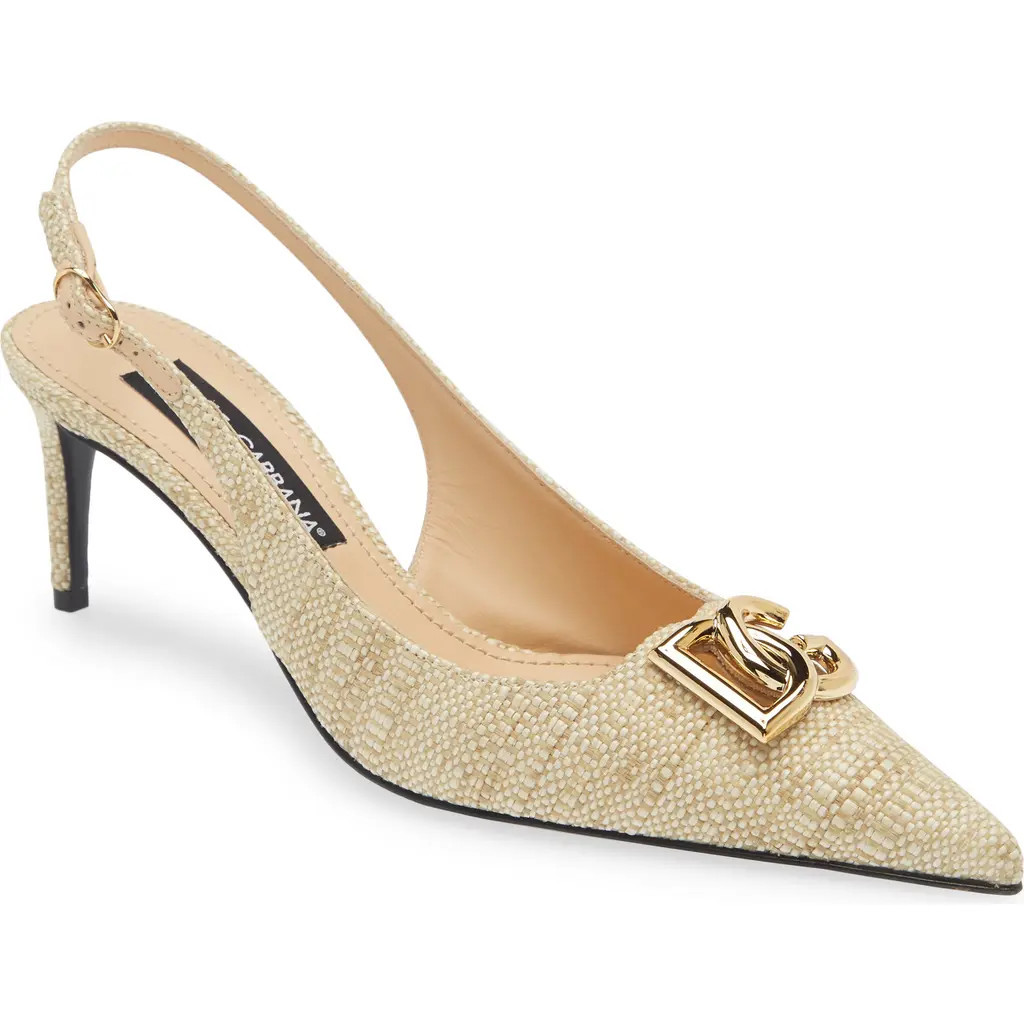 Dolce&Gabbana Lollo Raffia Slingback Pump in Light Raffia at Nordstrom, Size 8.5Us | Nordstrom