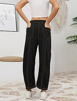 Athlisan Womens Baggy Barrel Pants Wide Leg Lounge Drawstring Sweatpants with Pockets | Amazon (US)