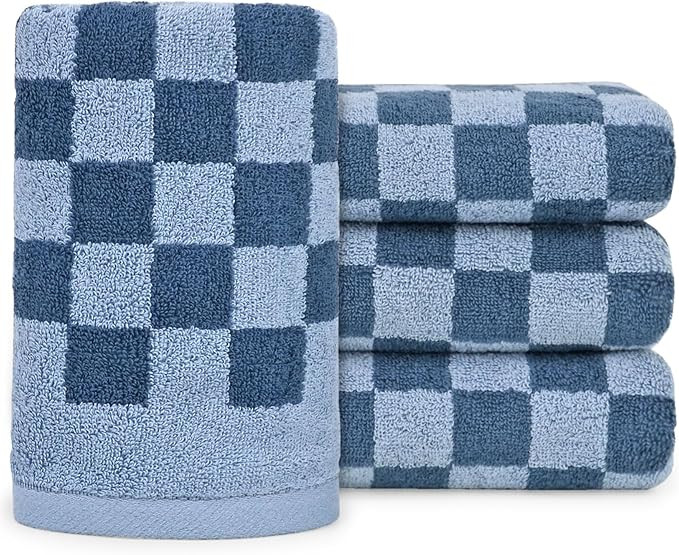Jacquotha Bathroom Hand Towels Set of 4, Checkered Towels for Bathroom Face Hair Kitchen, Luxurio... | Amazon (US)