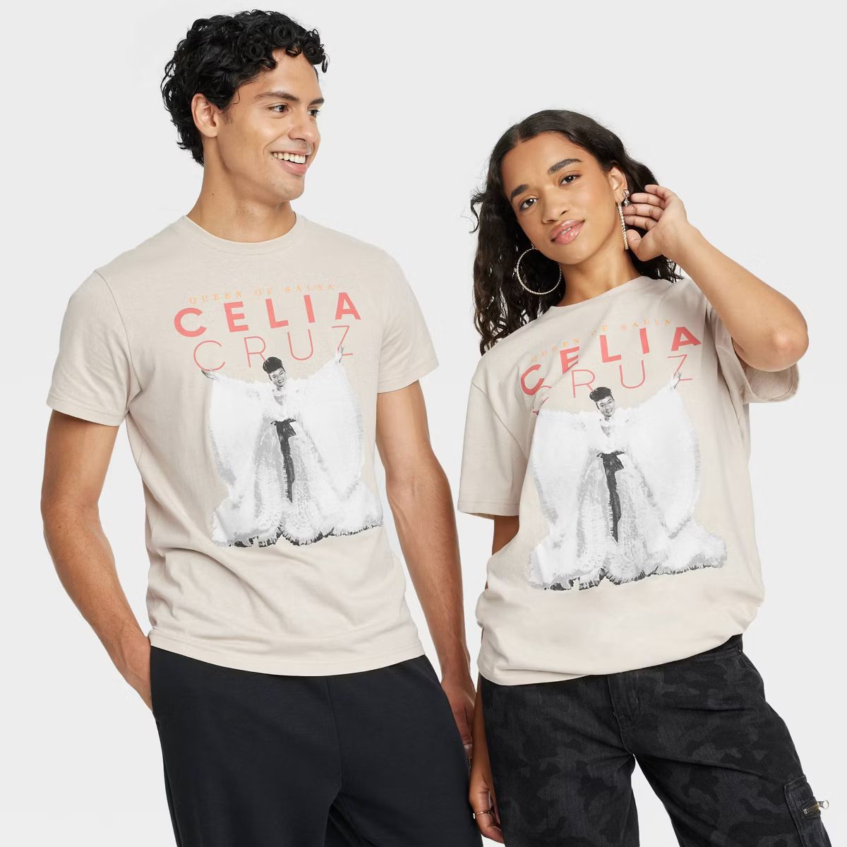 Latino Heritage Month Adult Short Sleeve Celia Cruz Graphic T-Shirt - Tan | Target