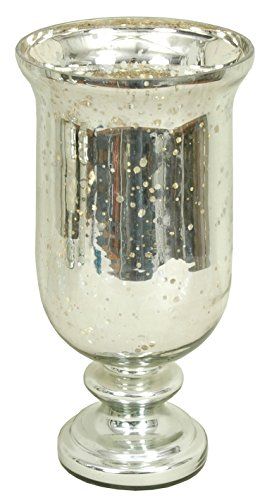 India House Pedestal Mercury Glass Vase, 12.5" x 6.5", Silver | Amazon (US)