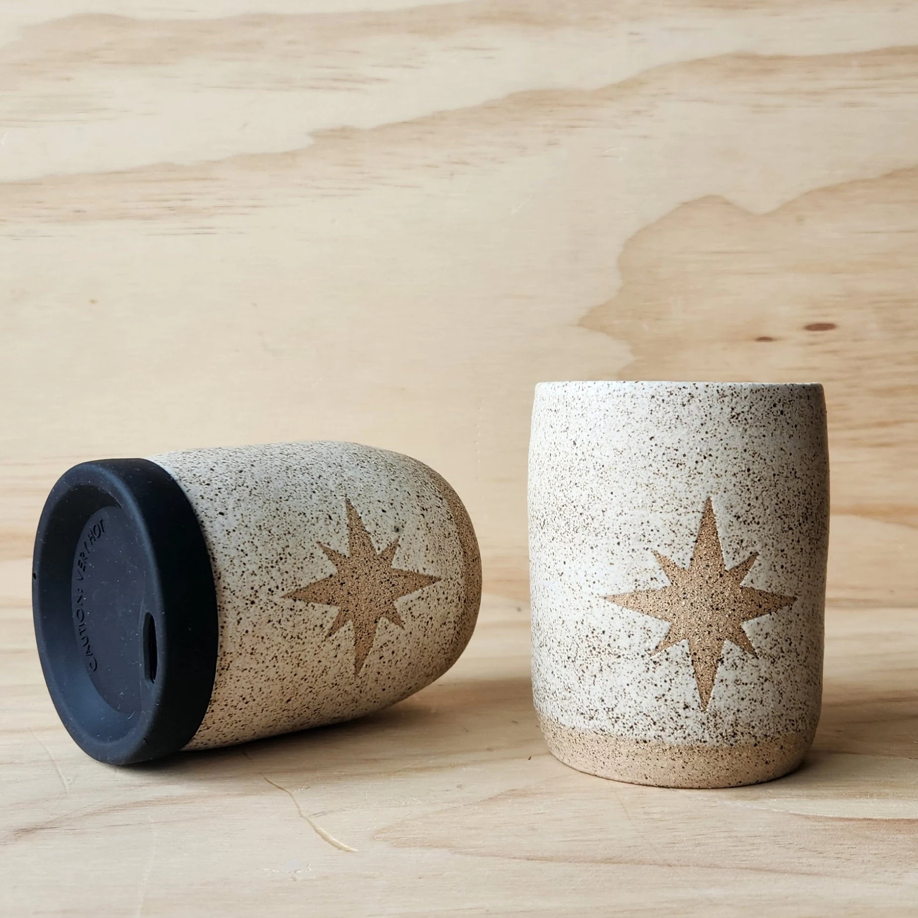 Vintage Star Pattern Ceramic Travel Mug - Etsy | Etsy (US)