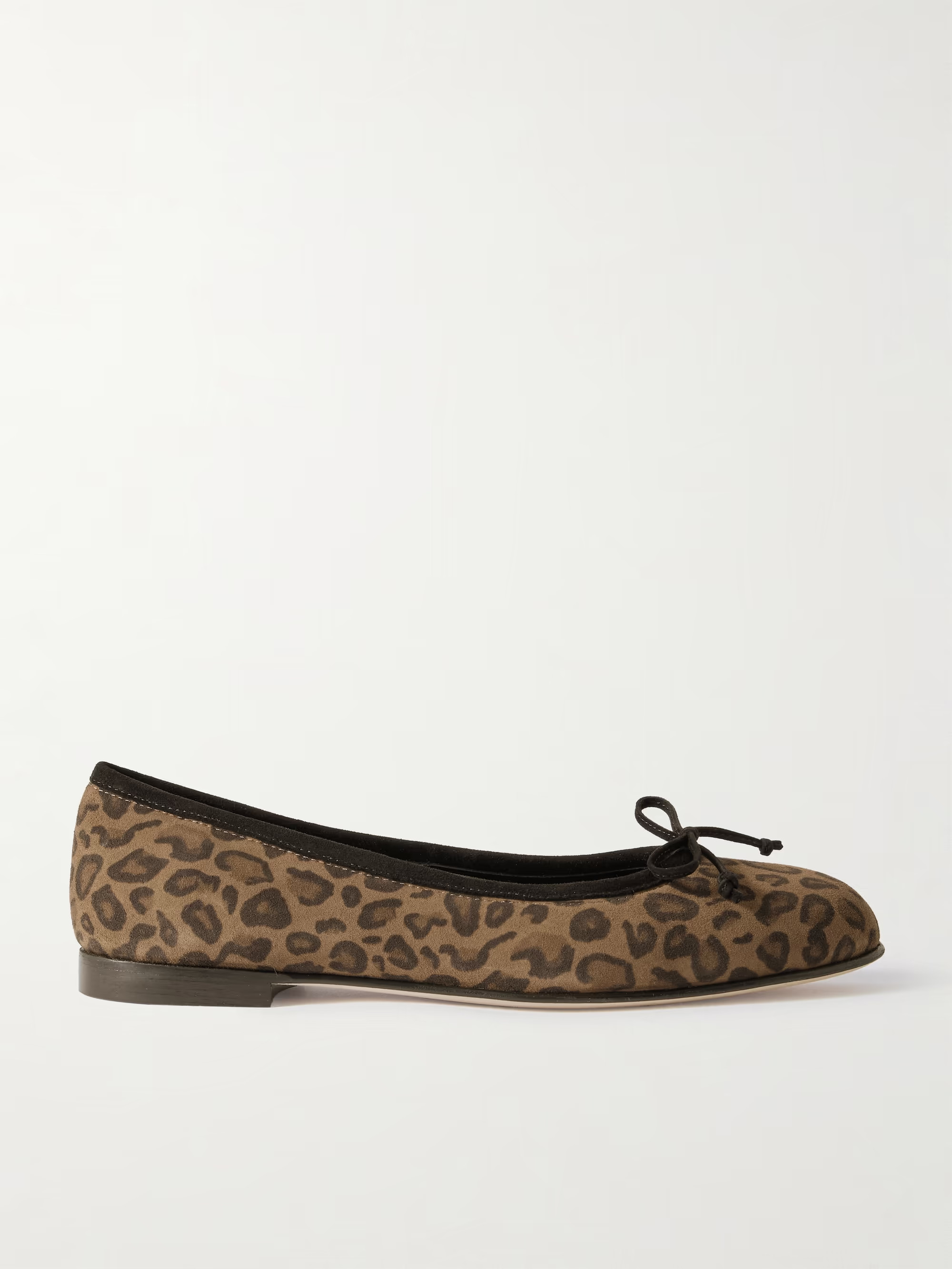 Veralli bow-detailed leopard-print suede ballet flats | NET-A-PORTER (US)