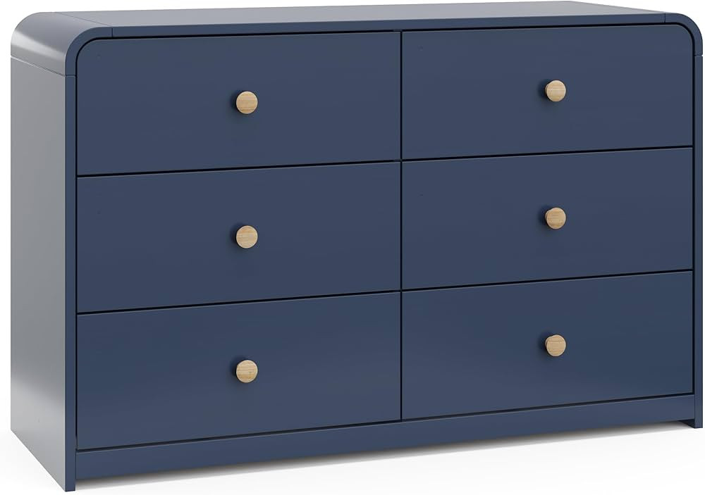 STORKCRAFT Santos 6 Drawer Bedroom Dresser (Midnight Blue & Natural) – GREENGUARD Gold Certifie... | Amazon (US)